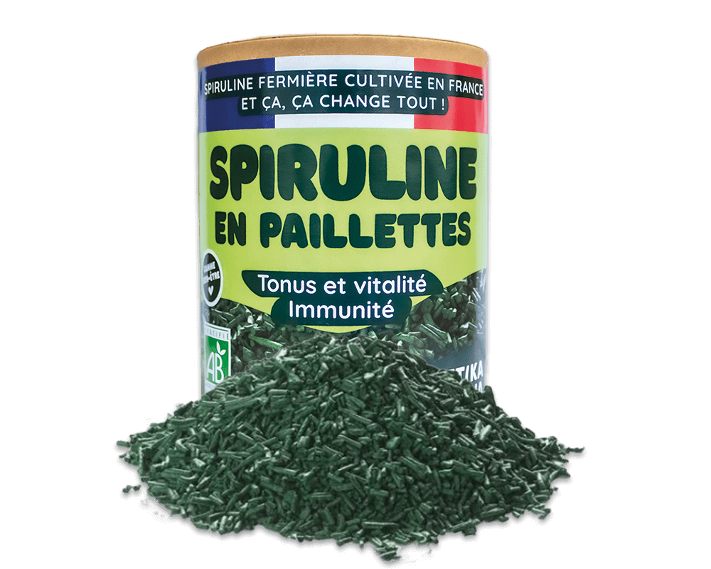 Packshot transparent spiruline en paillettes