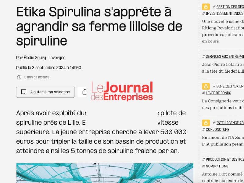 Article Le Journal des Entreprises 03 septembre 2024