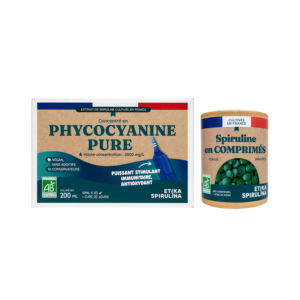 spiruline en comprimés et phycocyanine en ampoule