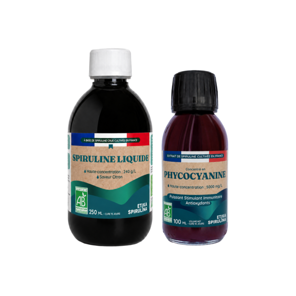 Duo énergie naturelle - spiruline fraîche liquide et phycocyanine 100 ml